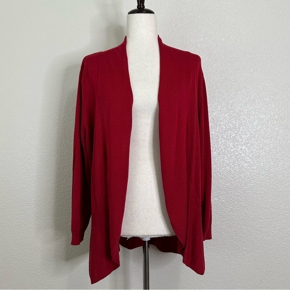 NWT Iman Cotton Rayon Blend Red Open Front Cardigan, Size XL